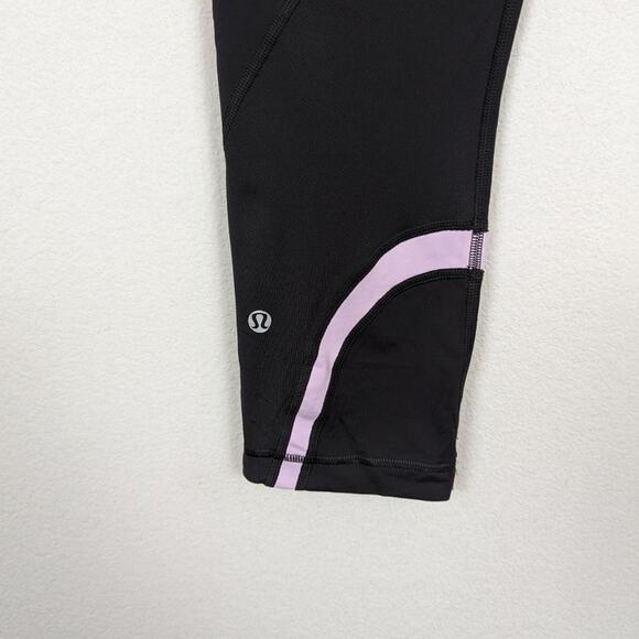 Lululemon Grey Run Inspire Crop II Color Waistband Athletics Leggings Size 8 - Picture 5 of 7